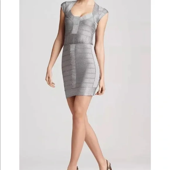 knee length dresses for ladies Rent French Connection Silver Emille Sparkle Short Dress main image 1